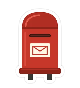 Sticker of a red street post box.